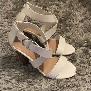White open toe heels